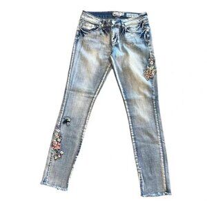 Indigo Rein White Washed Embroidered Jeans